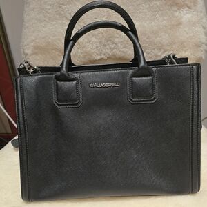 Karl Lagerfeld Classic Black Bag with Silver Accents
